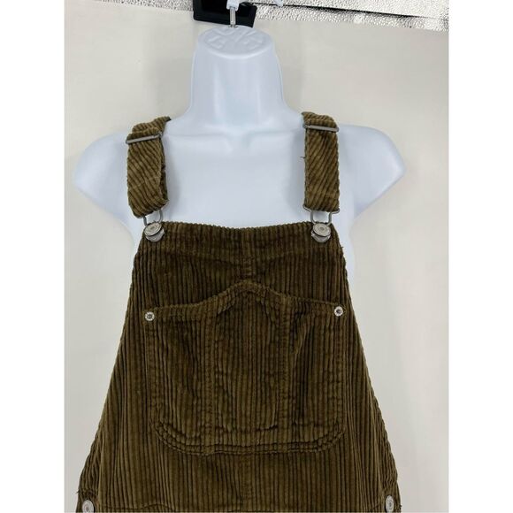Old Navy Women’s corduroy slouchy straight workwear overalls army green Size 4 - Picture 5 of 11